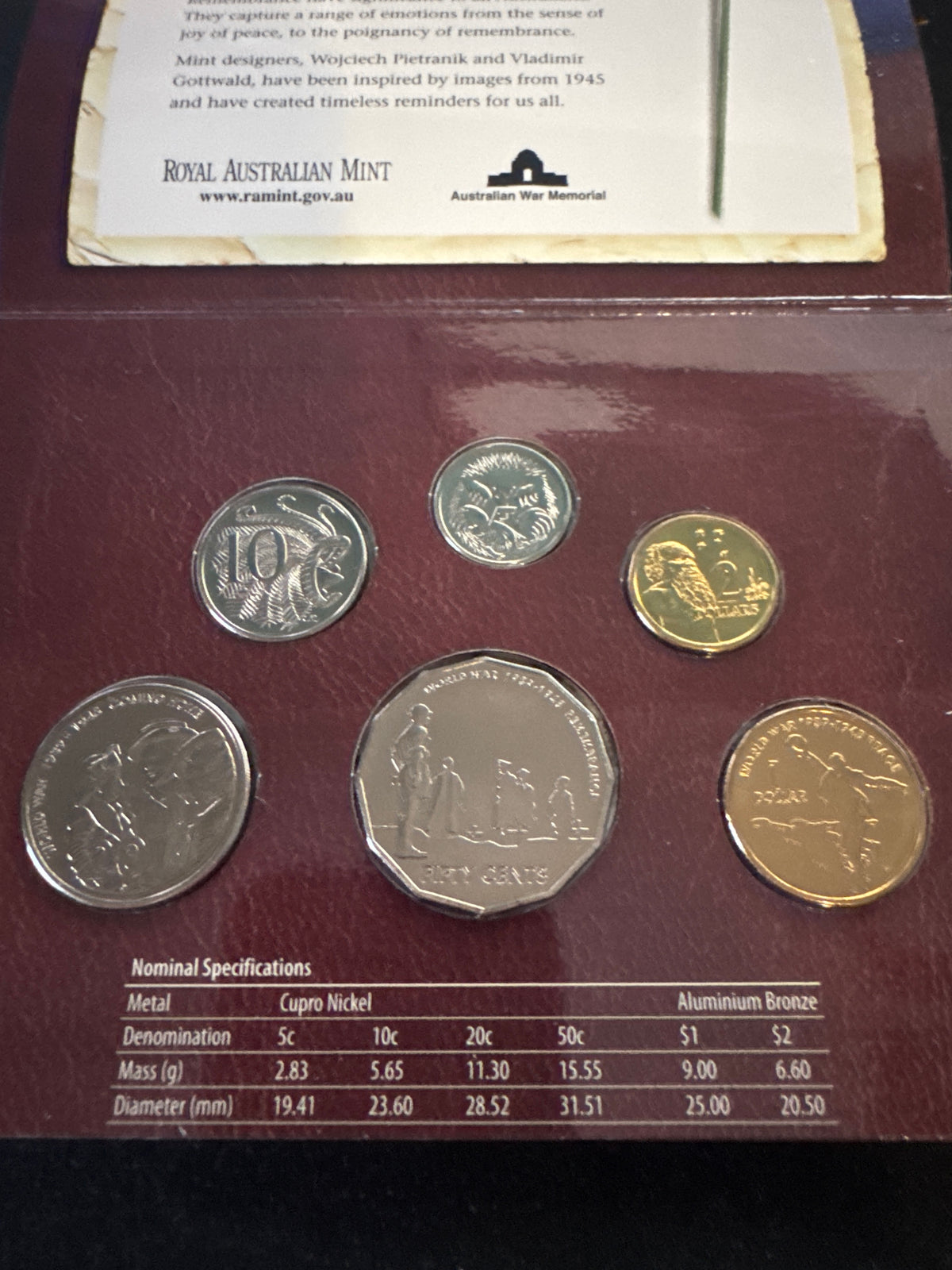 2005 Peace, Coming Home, Remembrance Six Coin Uncirculated Set
