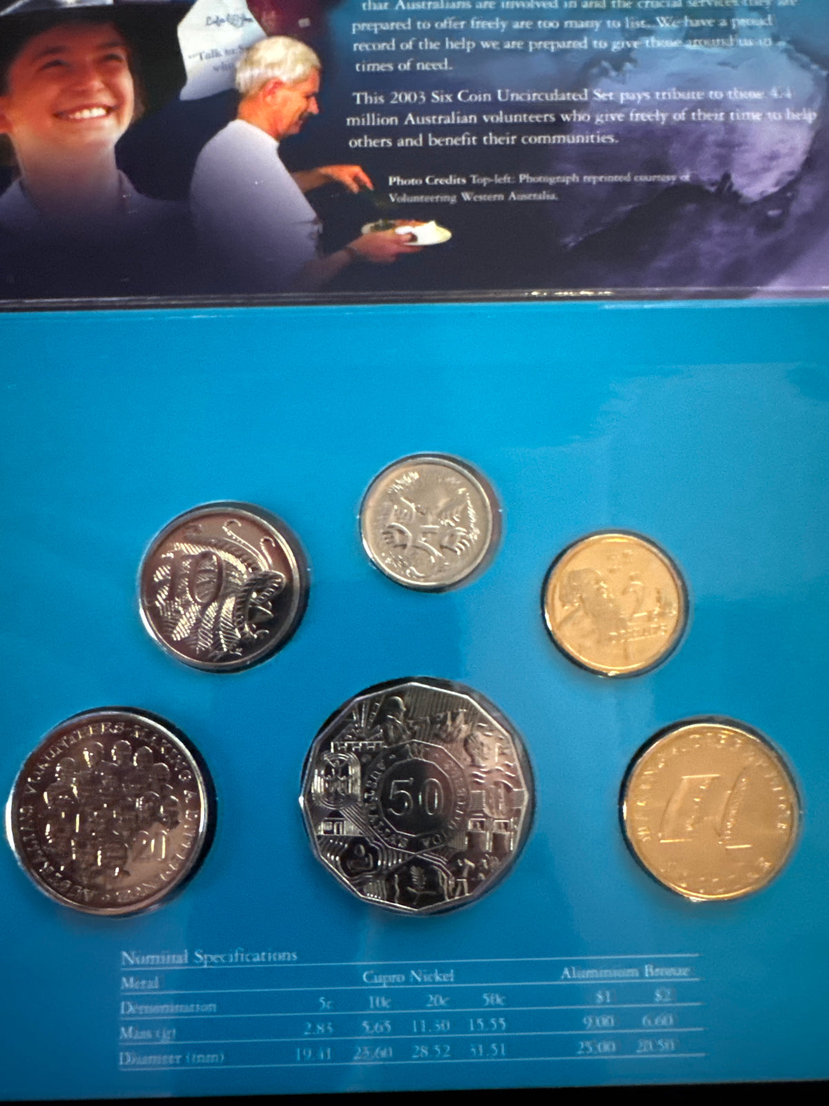 2003 Australia's Volunteers Six Coin Uncirculated Set
