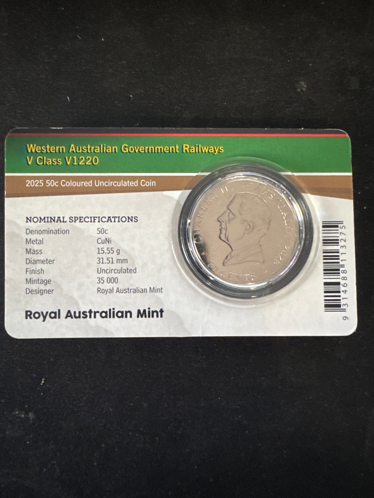 2025 Steam Giants 50c – Western Australian Government Railways V Class V1220