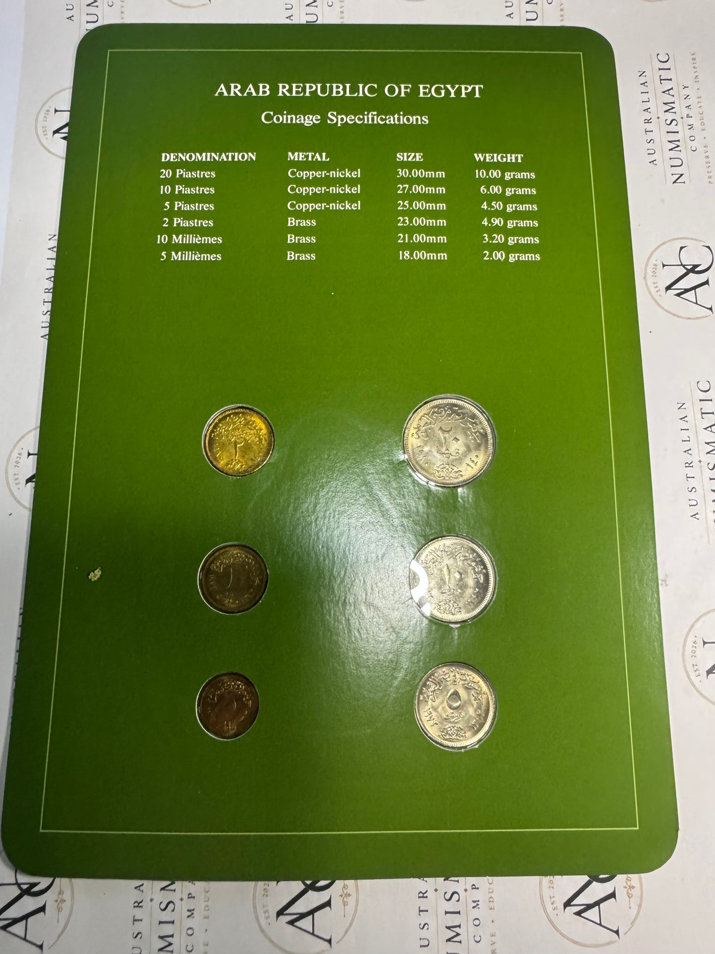 Arab Republic of Egypt 6-Coin Set – Franklin Mint Coin Sets of All Nations
