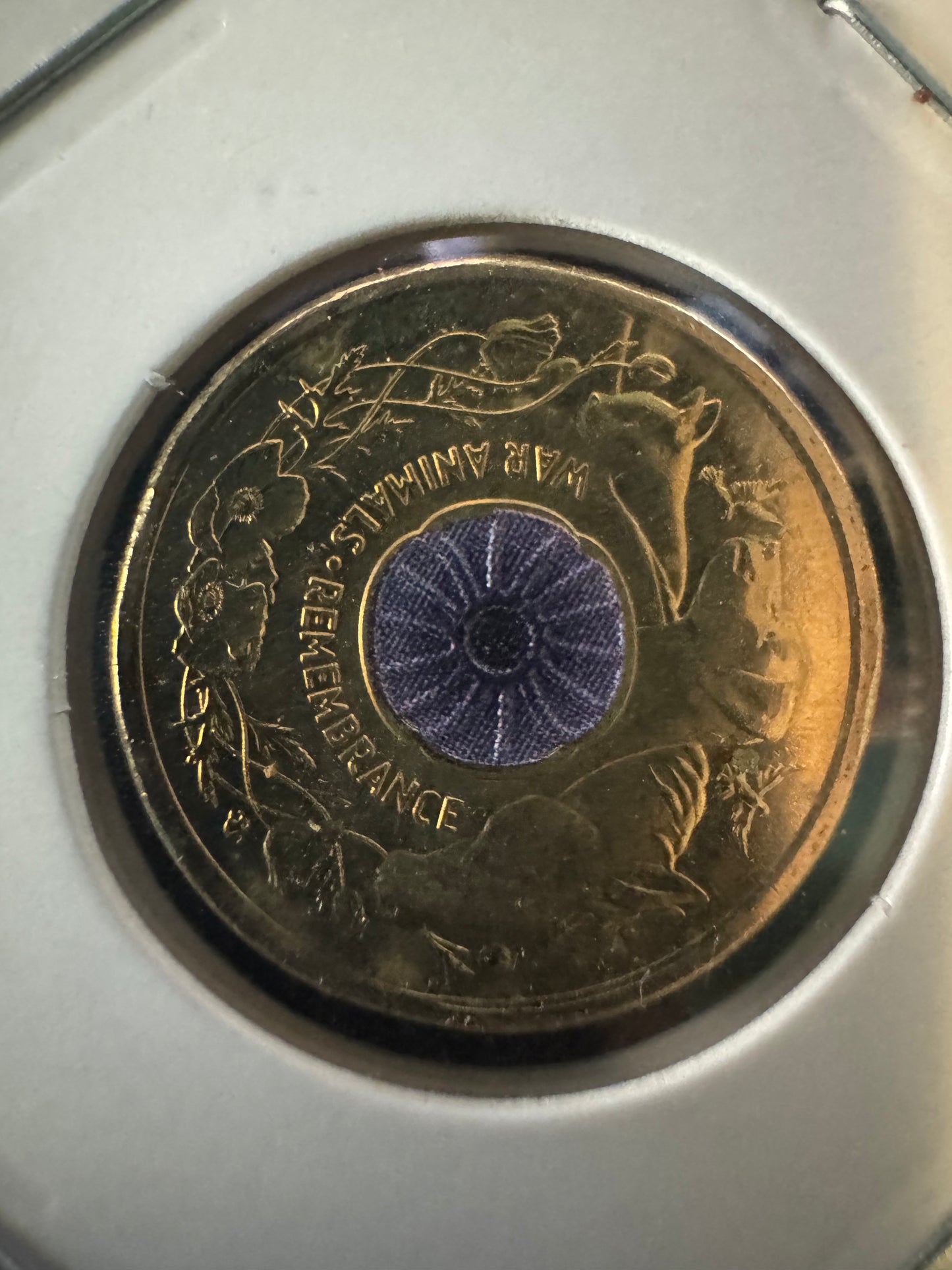 2024 “War Animals Rememberance” Purple Poppy colourised $2 coin