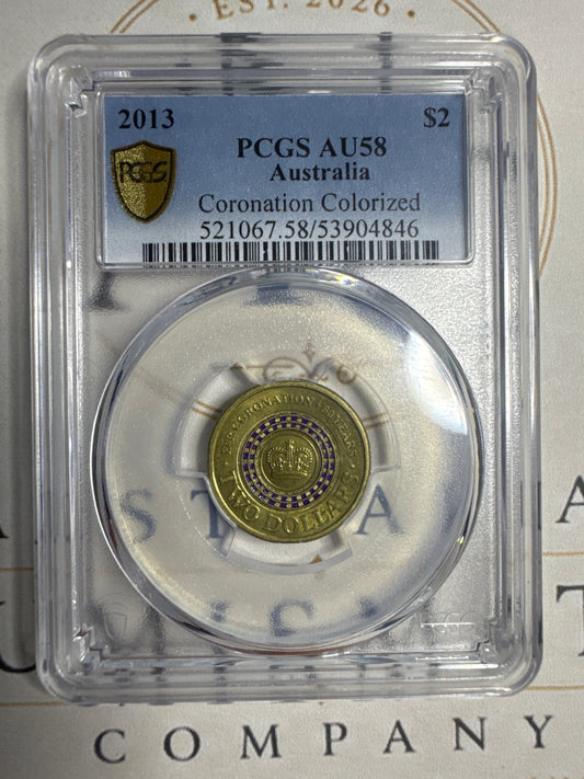 2013 Australian $2 Purple Coronation – PCGS AU58