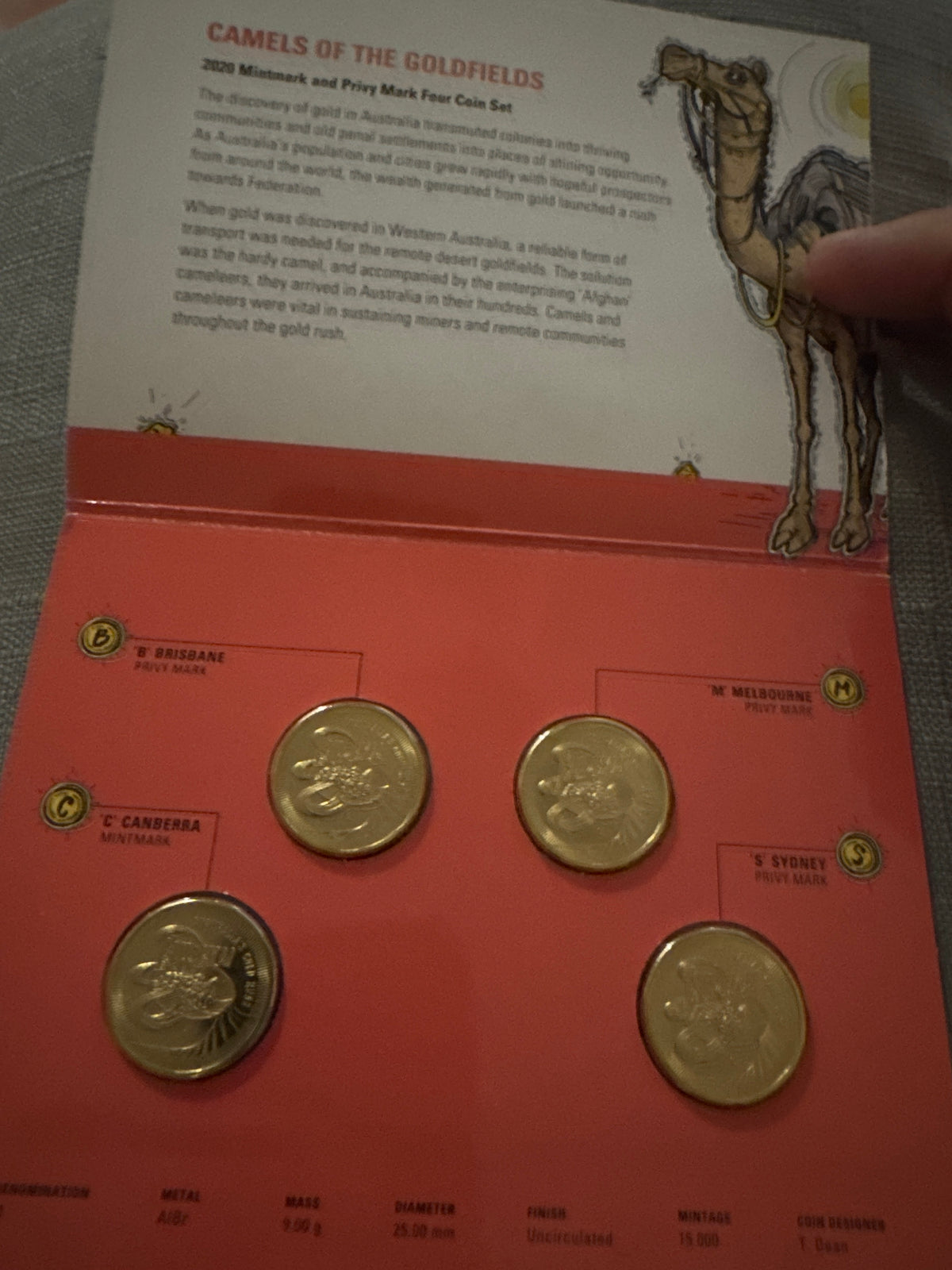 Camels of the Goldfields 2020 Mintmark and Privy Mark 4 coin set