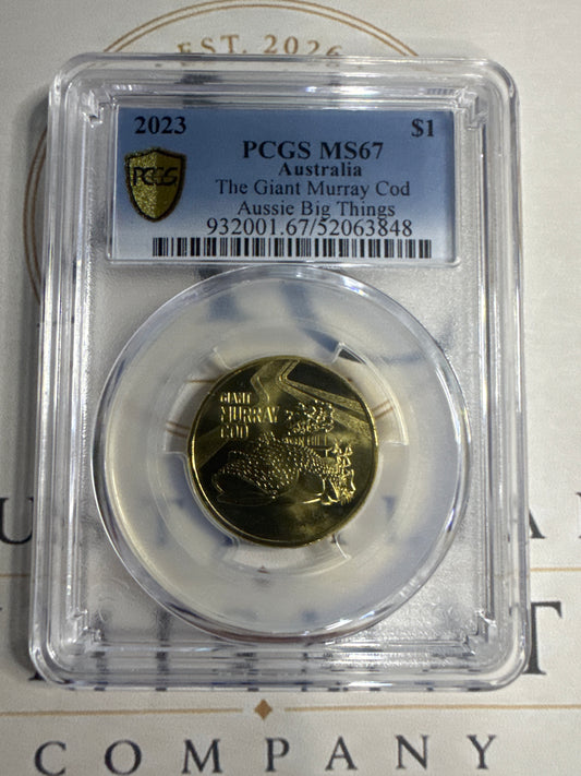 2023 Australian $1 Aussie Big Things – Giant Murray Cod – PCGS MS67