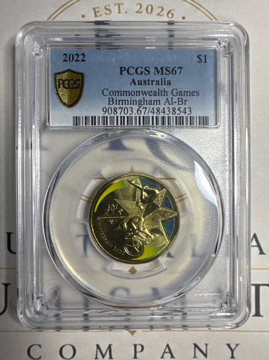 2022 Australian $1 Birmingham Commonwealth Games – PCGS MS67