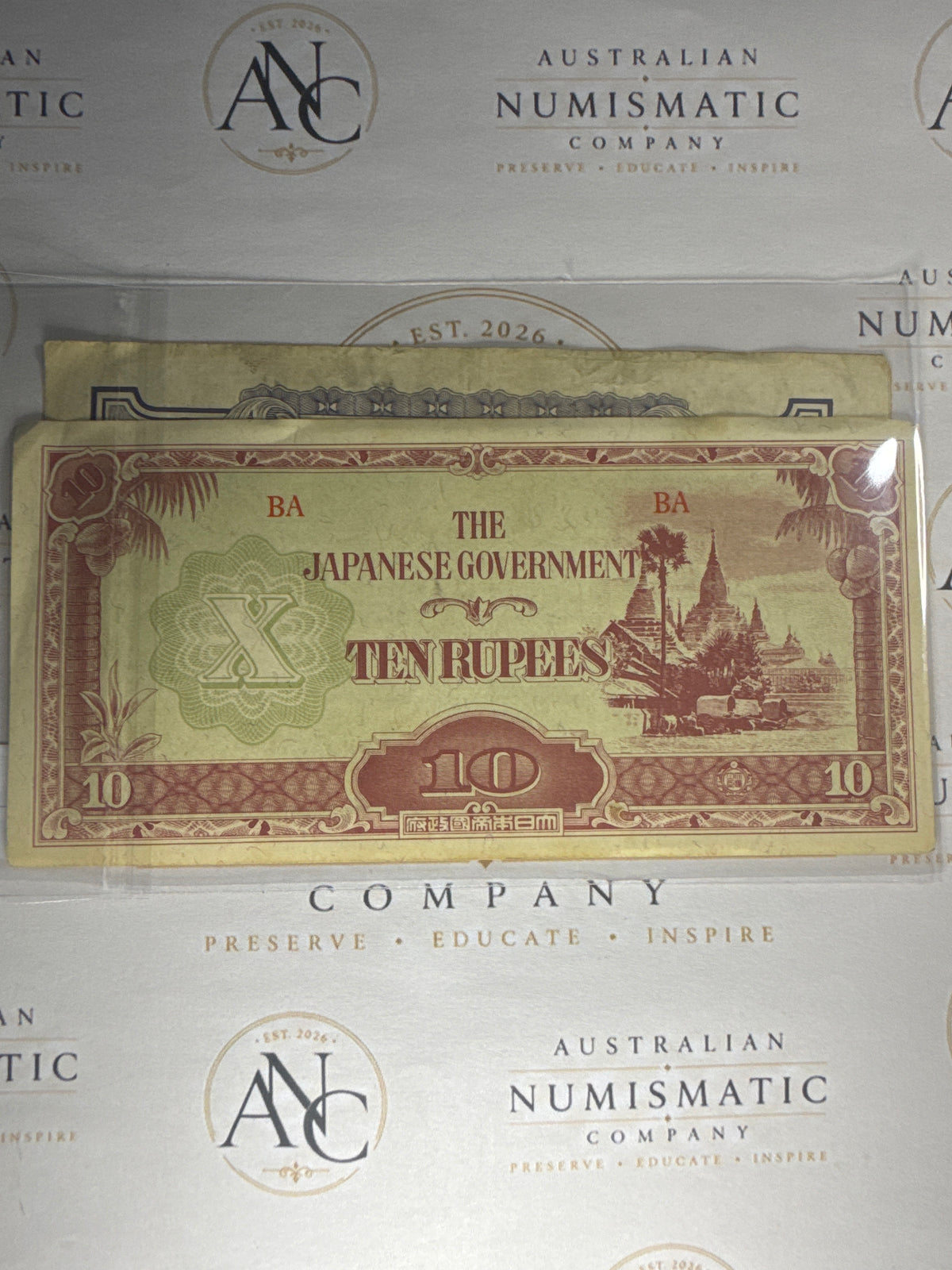 WWII Japanese Occupation of Burma – 5 & 10 Rupees Banknote Pair