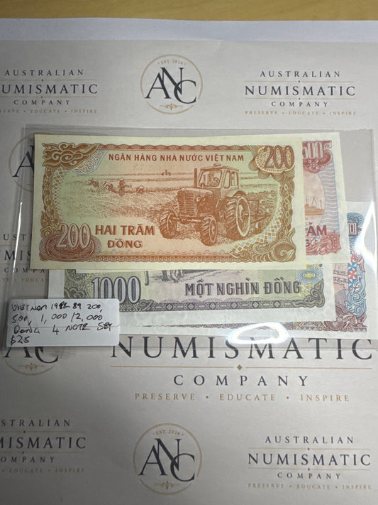 Vietnam 200, 500, 1,000 & 2,000 Đồng – Four Banknote Set