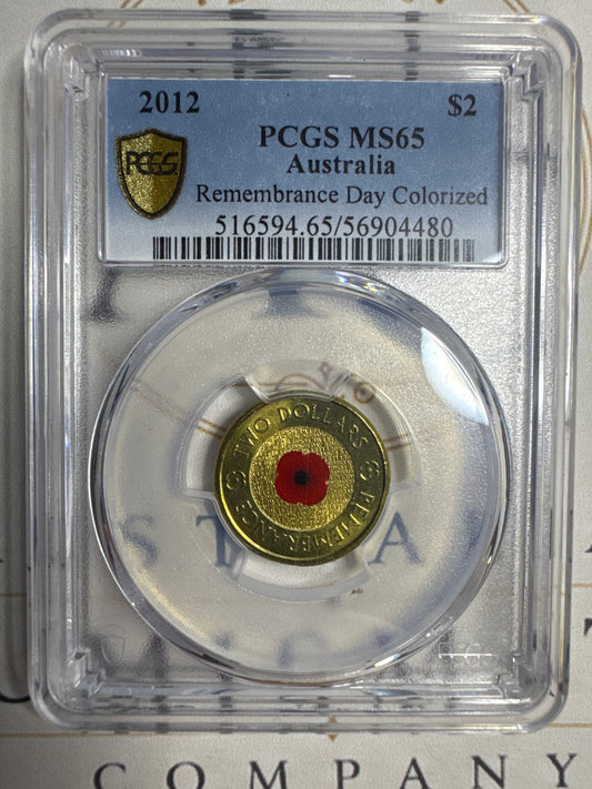2012 Australian $2 Red Poppy Remembrance Day – PCGS MS65