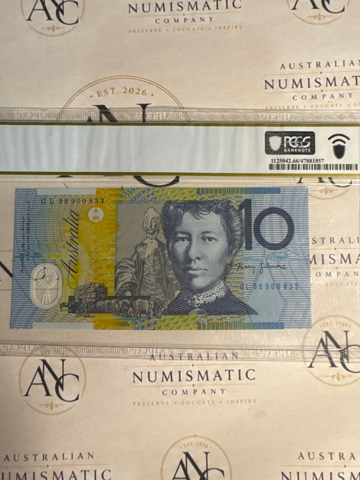 1998 $10 Macfarlane & Evans GL98 Last Prefix – PCGS 66 PPQ