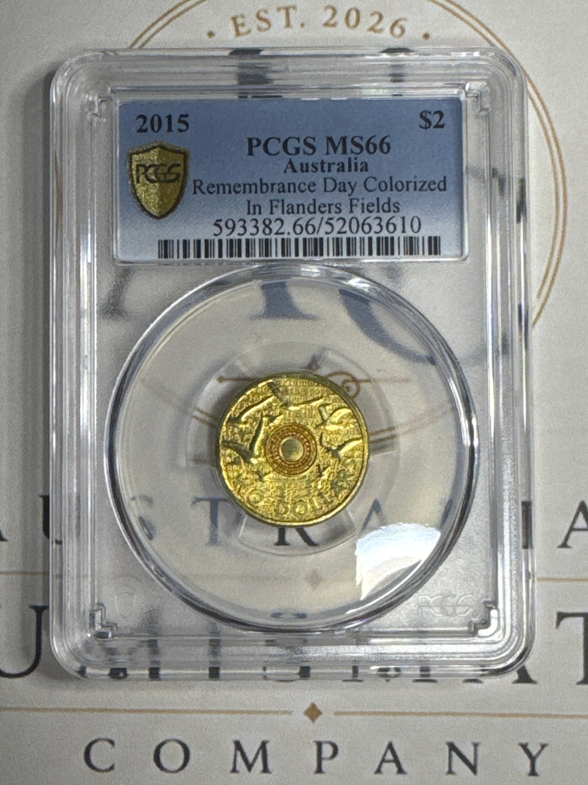 2015 Australian $2 Remembrance Day – In Flanders Fields – PCGS MS66