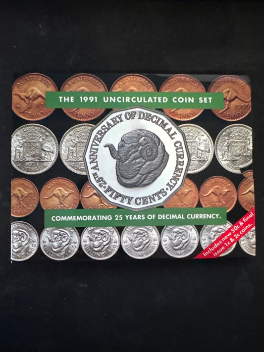 1991 25th Anniversary of Decimal Currency Uncirculated Coin Set
