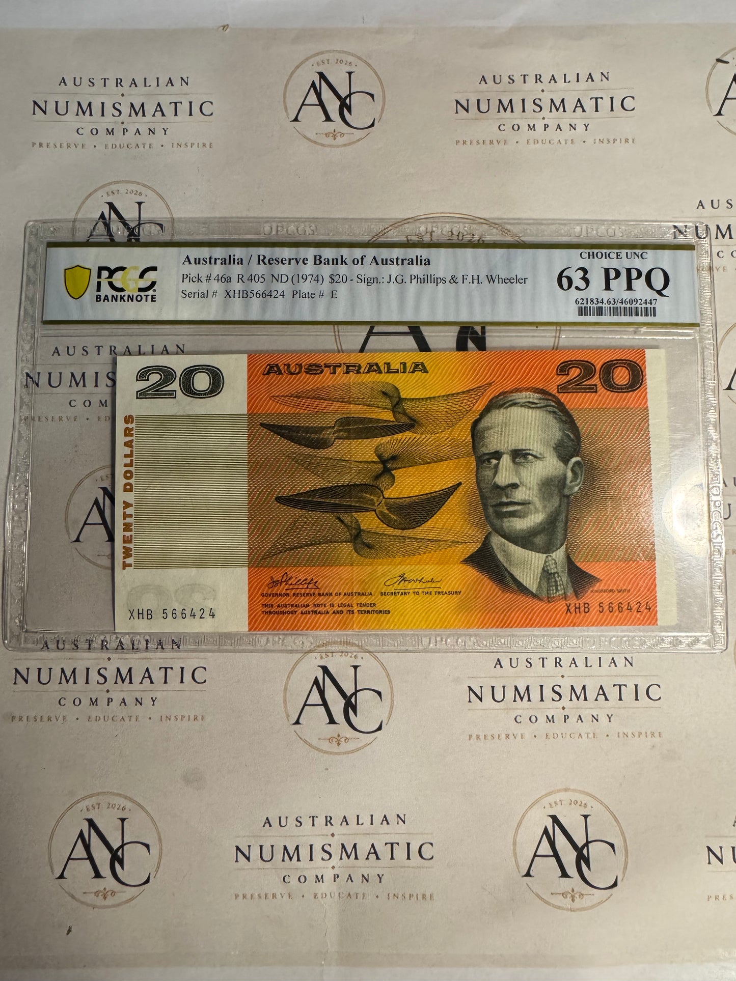 1974 $20 Phillips/Wheeler R405 Banknote – PCGS Choice UNC 63 PPQ