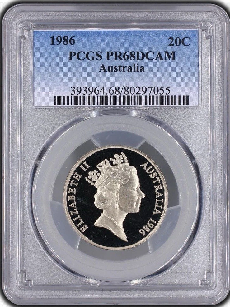 1986 20c PCGS MS68
