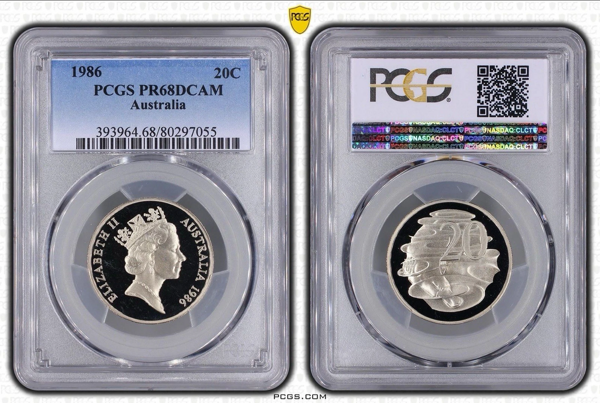 1986 20c PCGS MS68