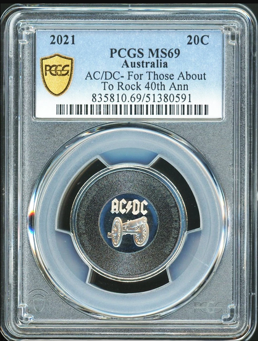 2021 Australia ACDC For Those About to Rock 40th Ann 20C Coin PCGS MS69