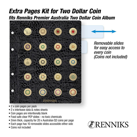 Renniks Premier Australia $2 Coin Album - Extra Pages Kit